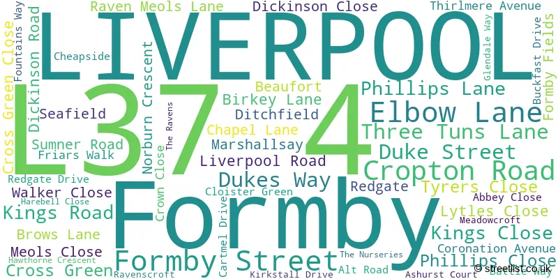 A word cloud for the L37 4 postcode